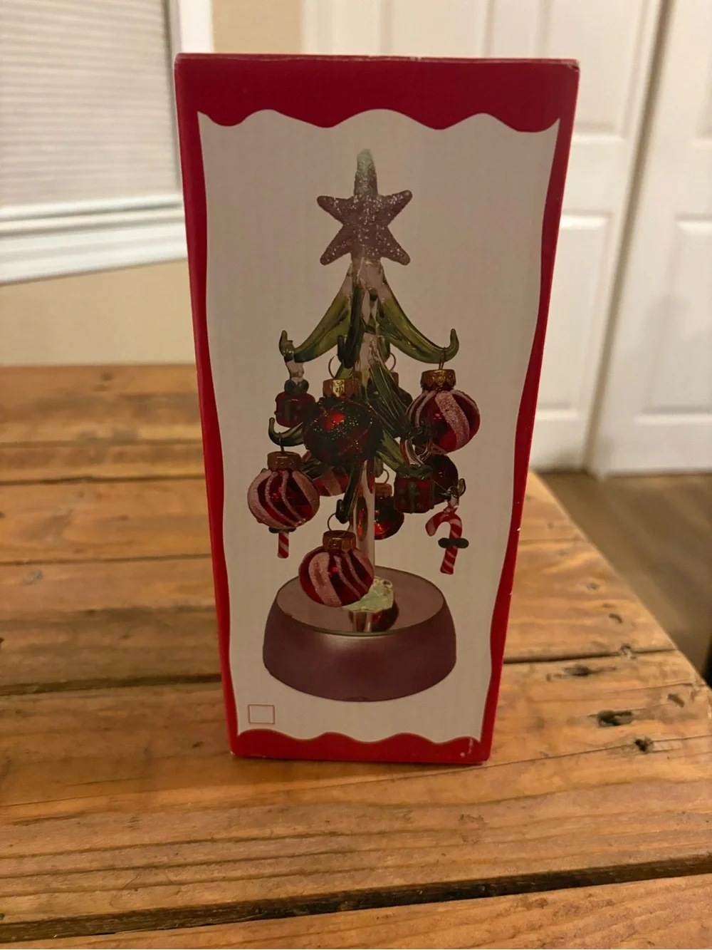 Handblown Green Glass Christmas Tree Ornament with Silver Star